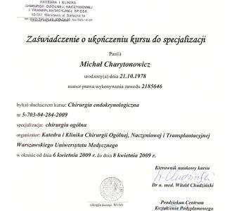 certyfikat dr Michał Charytonowicz