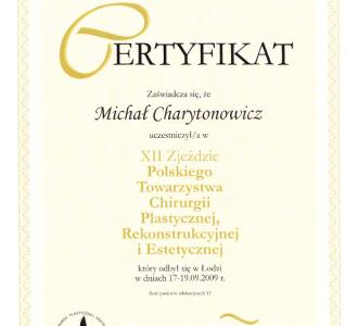 certyfikat dr Michał Charytonowicz