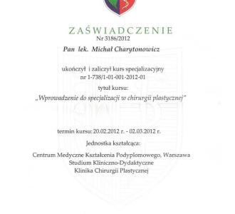 certyfikat dr Michał Charytonowicz